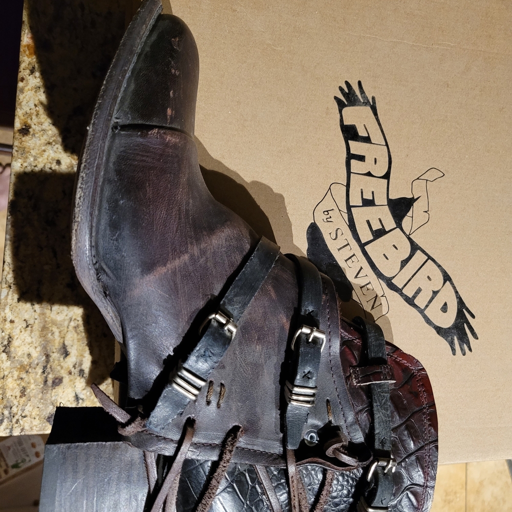 Freebird by Steven Black and Brown Leather Ankle Boots